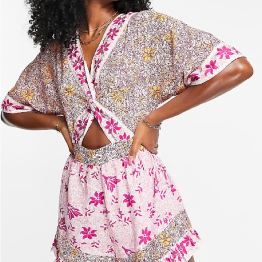 River Island Floral Pink and White Jumpsuit